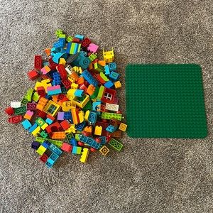Various legos and building base plate